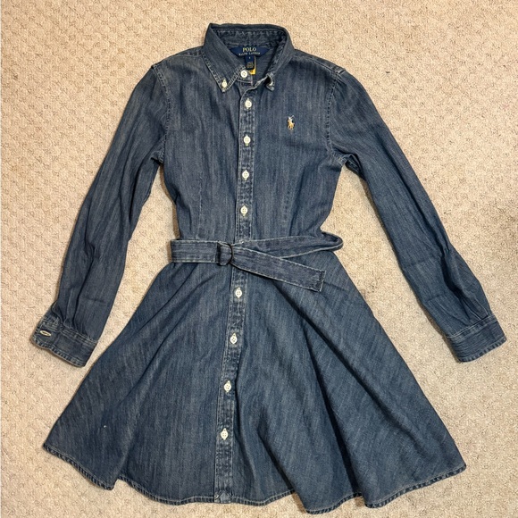 Polo Ralph Lauren Girls Denim Belted Dress Size 8 - Like New/Excellent - Picture 3 of 5